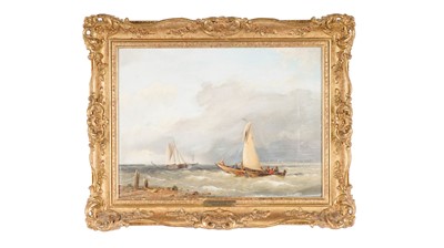 Lot 663 - Hermanus Koekkoek Jnr - Entering the Harbour in Rough Waters | oil