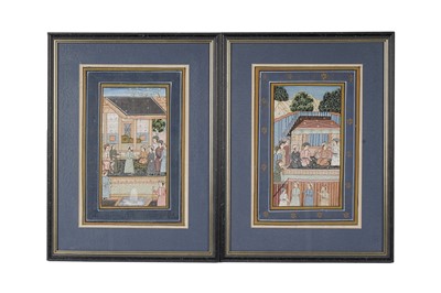 Lot 270 - 20th Century Indian - A pair of Dubar Scenes | gouache and gilt paint