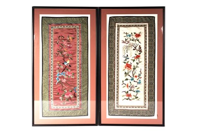 Lot 943 - Three Chinese Suzhou embroidery panels