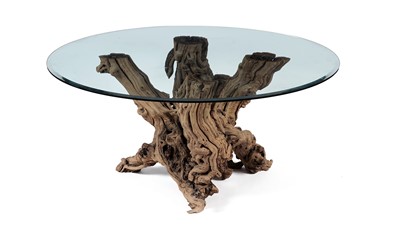 Lot 58 - A decorative modern olive wood and glass centre table