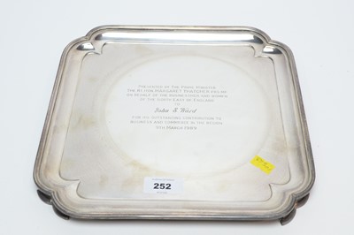 Lot 252 - A silver salver presented by PM Margaret Thatcher
