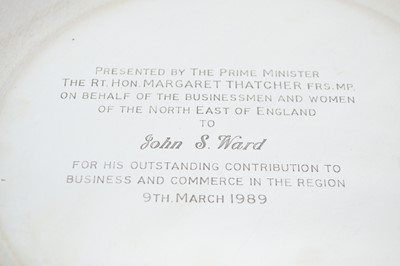 Lot 252 - A silver salver presented by PM Margaret Thatcher