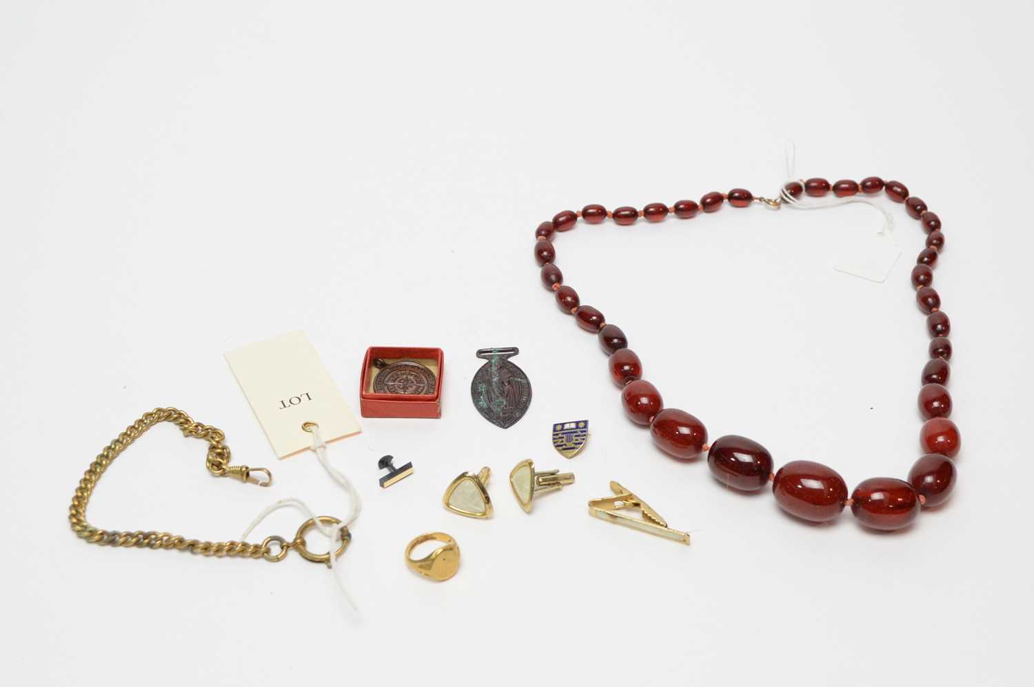 Lot 276 - A gold signet ring; and other jewellery