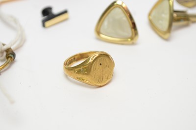 Lot 276 - A gold signet ring; and other jewellery