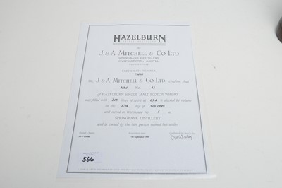 Lot 566 - A bottle of Hazelburn 21 year old single malt Scotch whisky