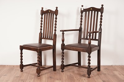 Lot 51 - A set of six oak barley twist chairs, c1920's