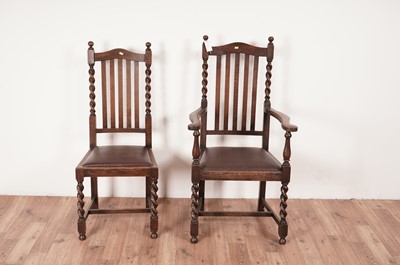 Lot 51 - A set of six oak barley twist chairs, c1920's