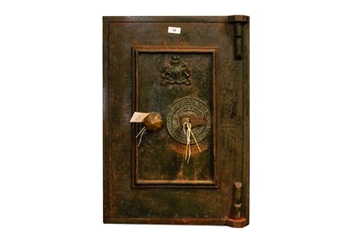 Lot 13 - Philips and Sons: a cast metal industrial safe, painted in a green colourway