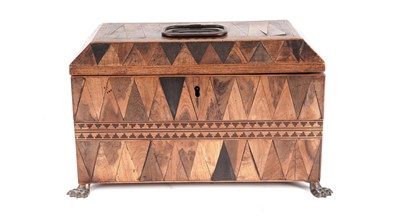 Lot 899 - An early 19th Century specimen wood parquetry tea caddy