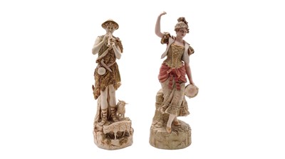 Lot 790 - Robinson and Leadbeater figure of a dancer and a Royal Dux shepherd