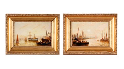 Lot 654 - Bernard Benedict Hemy - a pair of marine views, including the Low Light at North Shields | oil