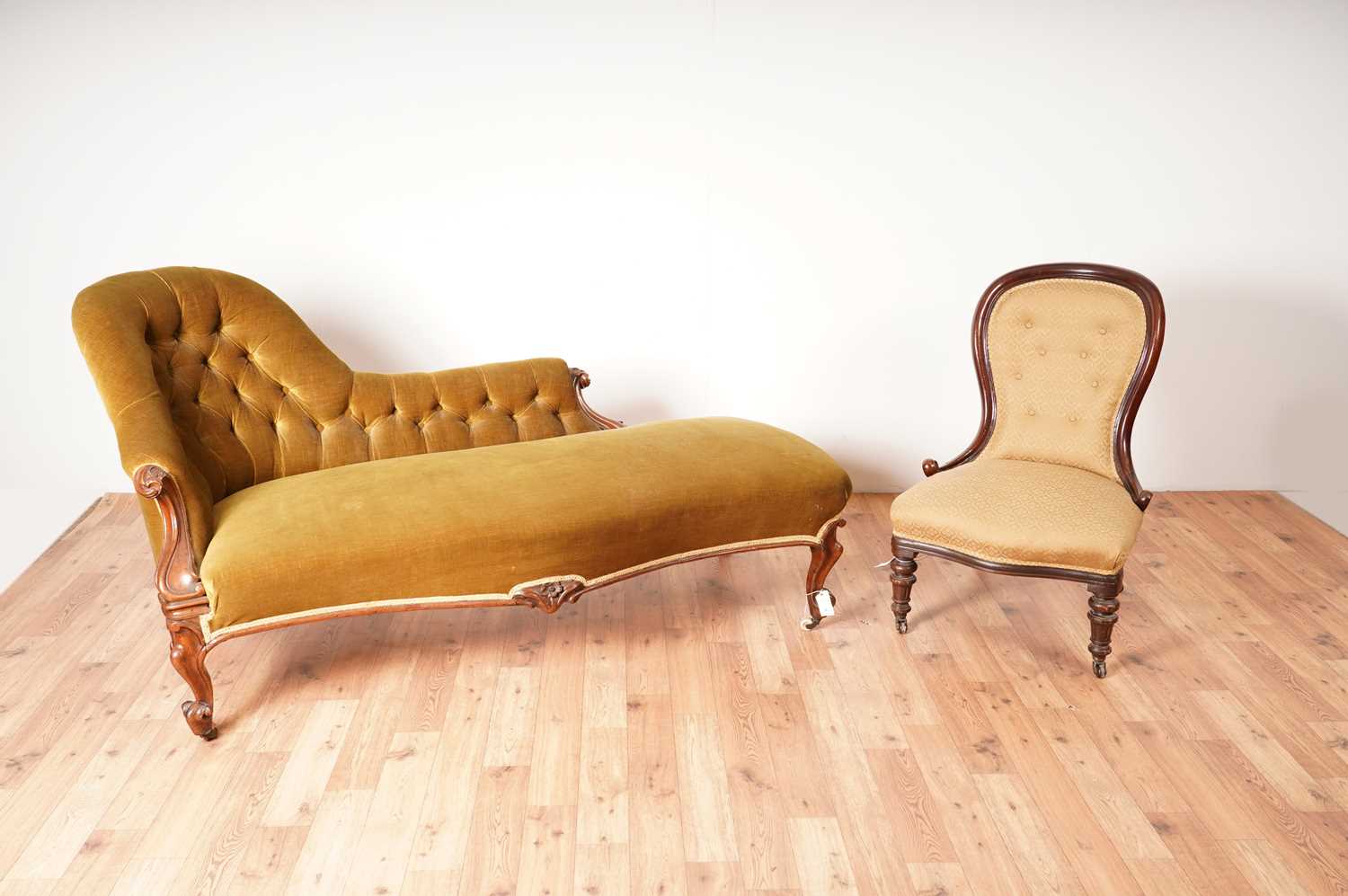 Lot 8 - A Victorian chaise longue together with a Victorian nursing chair