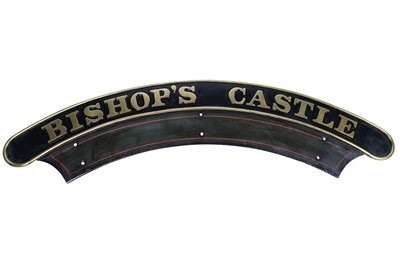 Lot 817 - A steam engine locomotive nameplate 'Bishop's Castle' with cabside numberplate '5064'