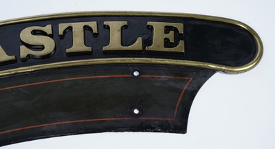 Lot 817 - A steam engine locomotive nameplate 'Bishop's Castle' with cabside numberplate '5064'