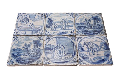 Lot 827 - Six Dutch Delft tiles