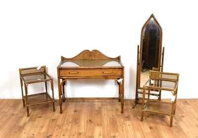 Lot 37 - A vintage bamboo and wicker bedroom suite