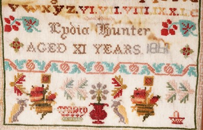 Lot 956 - A 19th Century needlework sampler worked by Lydia Hunter | 1861
