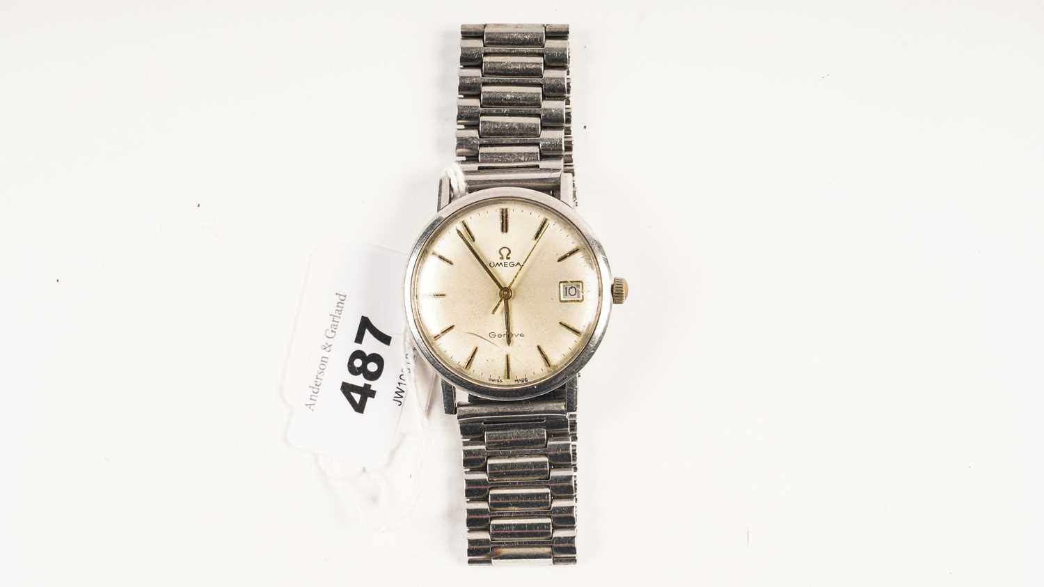 Lot 487 - Omega, Geneve: a steel case manual wind wristwatch