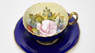 Lot 117 - An Aynsley cobalt blue and gilt tea cup and saucer