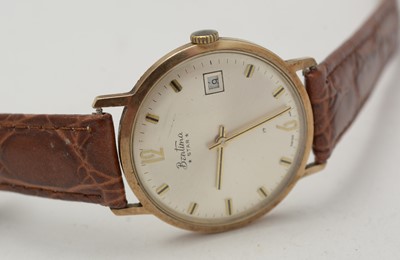 Lot 442 - A gold watch by Bentina and a silver watch by Garrard