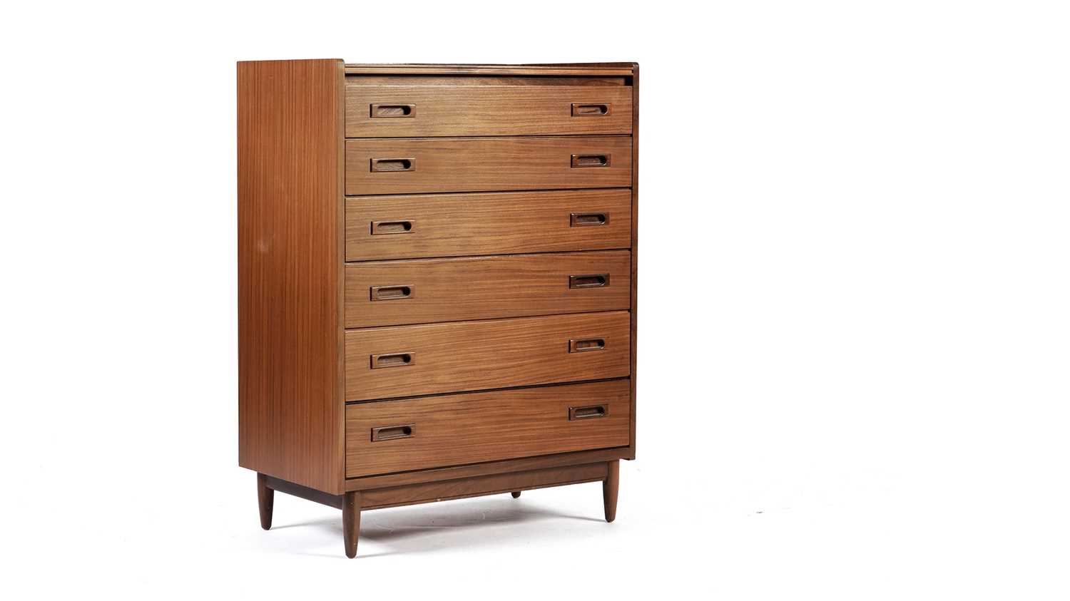 Lot 23 - White and Newton: A retro teak chest of drawers of upright form