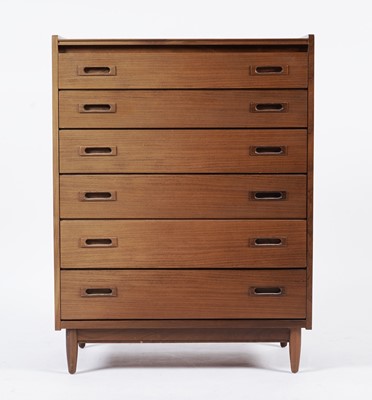 Lot 23 - White and Newton: A retro teak chest of drawers of upright form