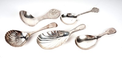 Lot 408 - A selection of Georgian and later silver caddy spoons