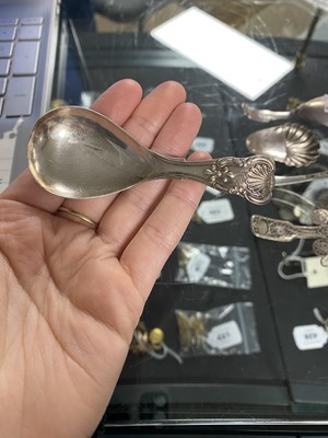 Lot 491 - A selection of silver caddy spoons and a caddy spoon bowl