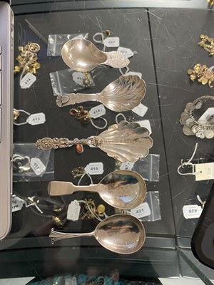 Lot 492 - Five silver caddy spoons