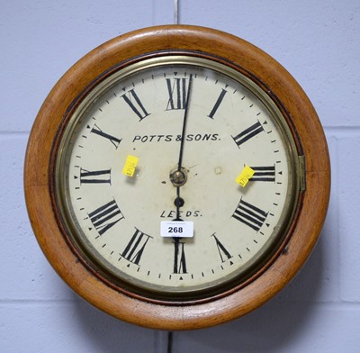 Lot 268 - A 19th Century oak cased railway wall clock