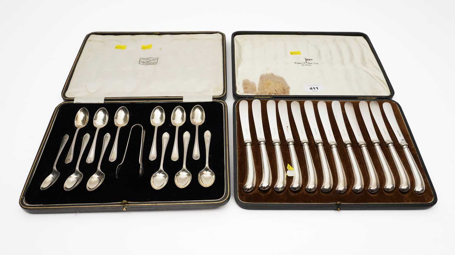 Lot 411 - Set of coffee spoons and tea knives.