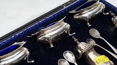 Lot 416 - An extensive silver condiment set, by Reid & Sons