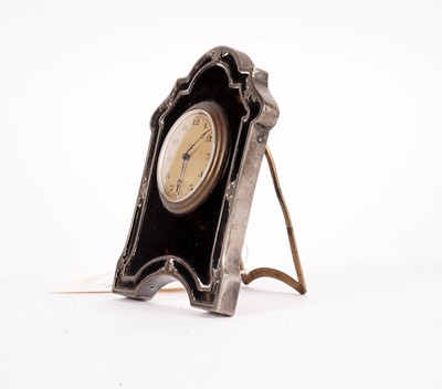 Lot 446 - A 1920s silver and tortoiseshell desk clock