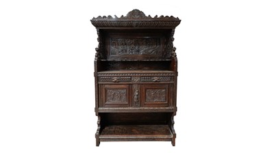 Lot 984 - A large 19th Century Flemish carved oak buffet