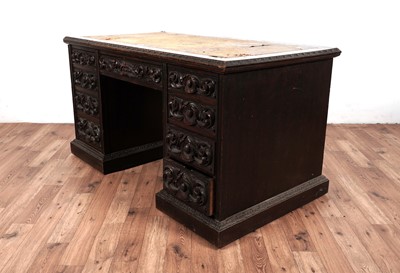 Lot 13A - A Victorian oak pedestal desk