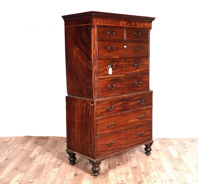 Lot 65 - A Georgian mahogany chest on chest of drawers