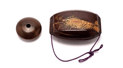 Lot 777 - Japanese lacquer inro and wooden manju netsuke