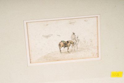 Lot 42 - Alphonse Legros - Two figural studies from a sketchbook framed together | watercolour
