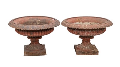 Lot 922 - Two classical style cast iron garden urns