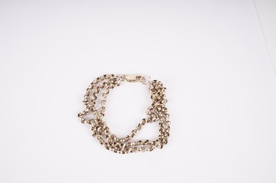 Lot 490 - A yellow gold muff chain and triple strand bracelet