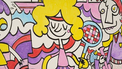 Lot 1259 - Jon Burgerman - Favourite Sport | marker pen on panel