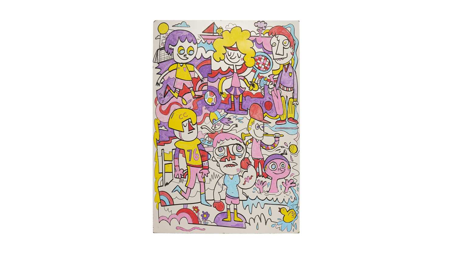 Lot 1259 - Jon Burgerman - Favourite Sport | marker pen on panel