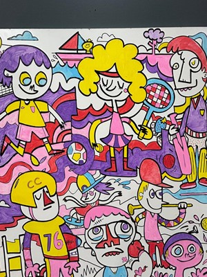 Lot 1259 - Jon Burgerman - Favourite Sport | marker pen on panel