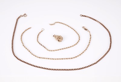 Lot 450 - Two gold chains and a pendant