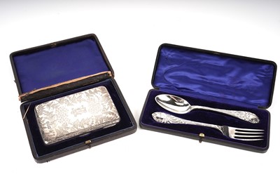 Lot 445 - A Victorian silver card case purse, by Sampson Mordan & Co; and other silver