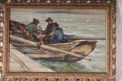 Lot 621 - Robert Jobling - Fishermen in a Coble | watercolour