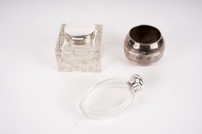 Lot 466 - An Edwardian inkwell; a scent bottle; and a bowl