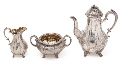 Lot 343 - A Victorian three-piece coffee set