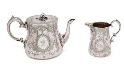 Lot 345 - A Victorian teapot and jug