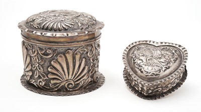 Lot 512 - A dressing table box and a silver heart-shaped box